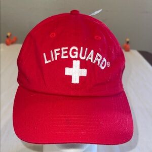 Newhattan Red Lifeguard Baseball Cap 100% cotton.